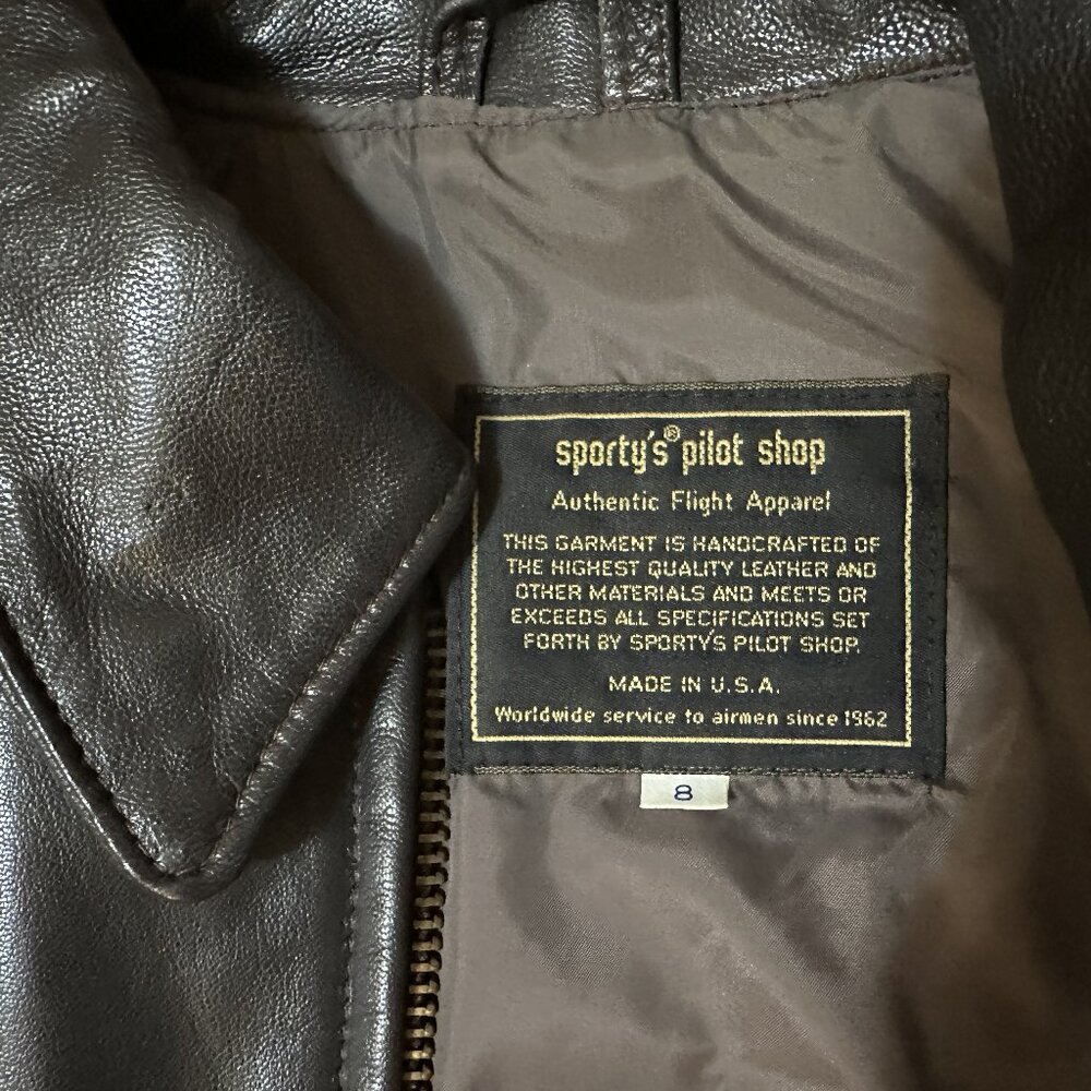 Sporty's Pilot Shop Size M Classic GOATSKIN Leather Flight Jacket Bomber Top Gun - Picture 3 of 3